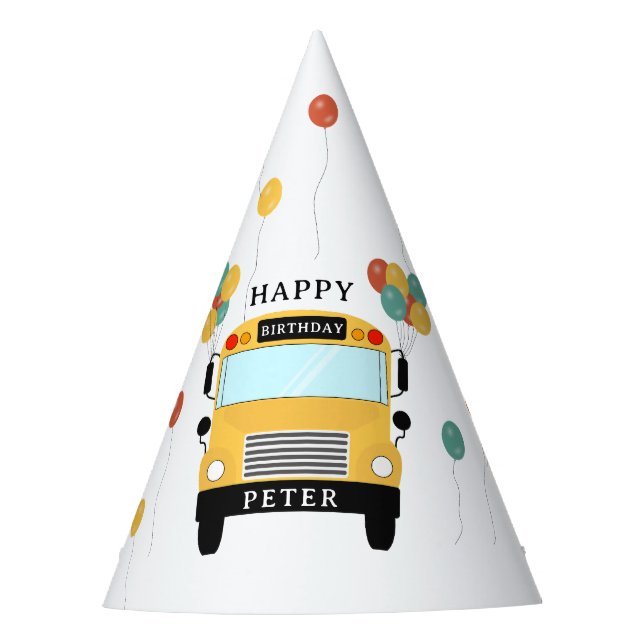 Yellow School Bus Kids Birthday Party Partyhütchen (Vorderseite)