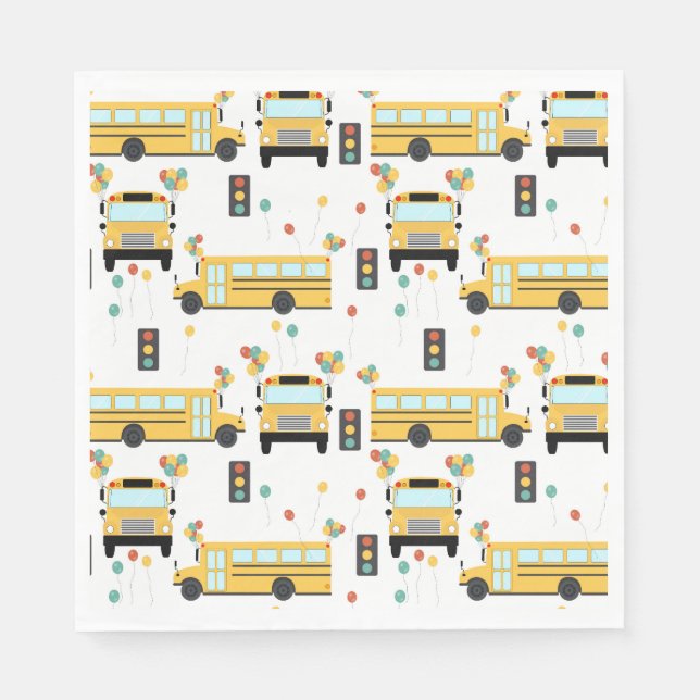 Yellow School Bus Kids Birthday Party Serviette (Vorderseite)