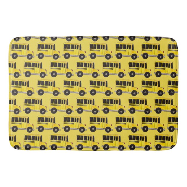Yellow School Bus Print Bus Fahrer Lehrer Badematte (Vorderseite)