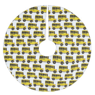 Yellow School Bus Print Bus Fahrer Lehrer Polyester Weihnachtsbaumdecke