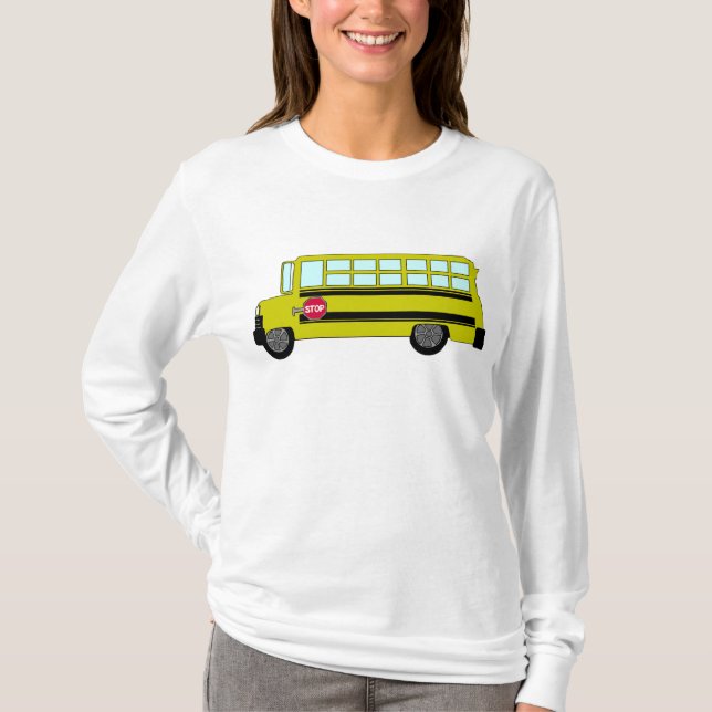 Yellow School Bus with Stop Sign T-Shirt (Vorderseite)