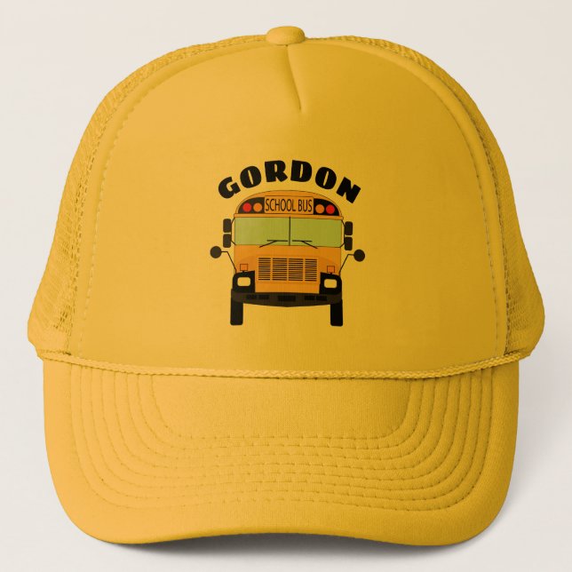 Yellow School Busfahrer mit Namen Danke Truckerkappe (Vorderseite)