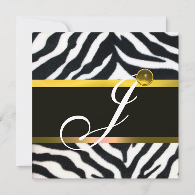 YELLOW SCHWARZ-WEISS ZEBRA FUR MONOGRAM, Topaz Einladung (Vorderseite)