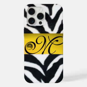 YELLOW SCHWARZ-WEISS ZEBRA FUR MONOGRAM, Topaz iPhone Hülle