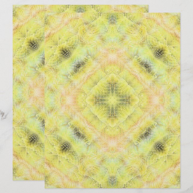 Yellow Serene Gardens Scrapbook Paper 2-Sided Page (Vorne/Hinten)