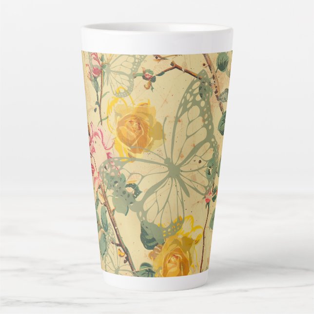 Yellow Shabby Hütte Butterfly Milchtasse (Vorderseite)