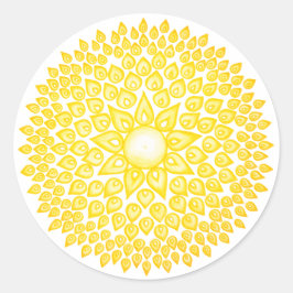 Yellow Shining Sun Mandala Runder Aufkleber