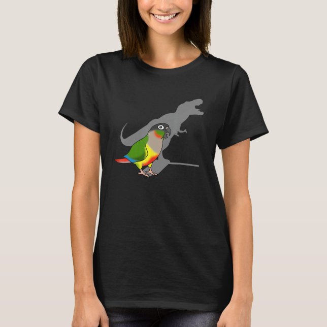 Yellow Sided Conure T-rex Funny Dinosaur Parrot Bi T-Shirt (Vorderseite)