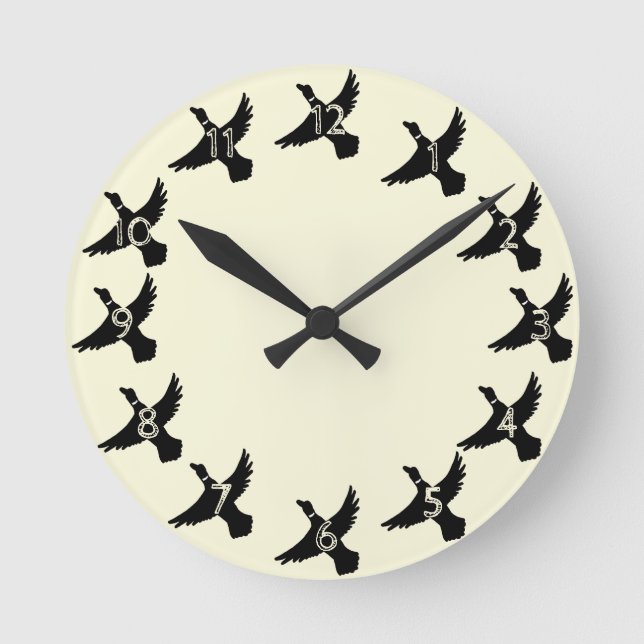 Yellow Silhouette Flying Runde Wanduhr (Vorderseite)