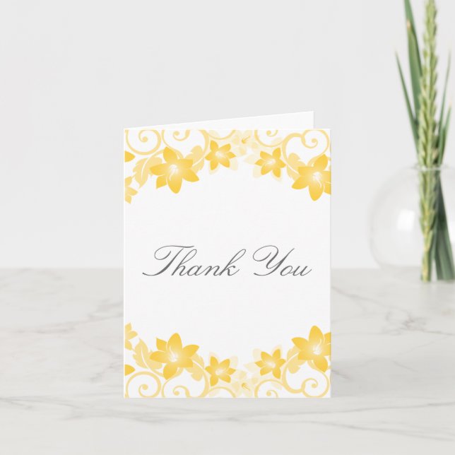Yellow Simple Floral Danke Card (Vorderseite)