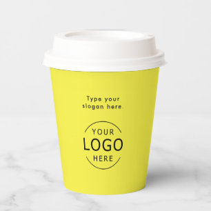 Yellow Simple Logo QR Code Company Swag Pappbecher