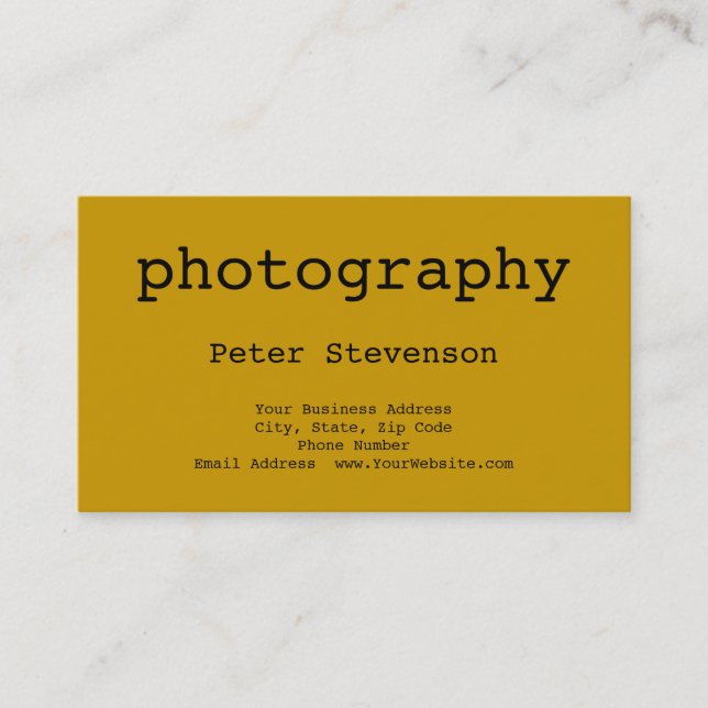 Yellow Simple Minimalistisch Fotografy Business Ca Visitenkarte (Vorderseite)