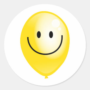 Yellow Smilie Balloon Runder Aufkleber