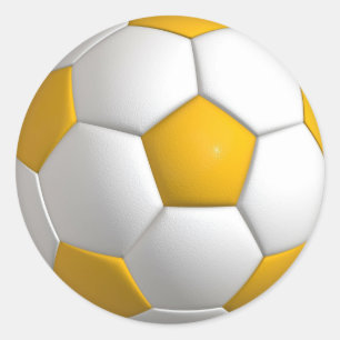 Yellow Soccer Ball Sports Player Round Stickers