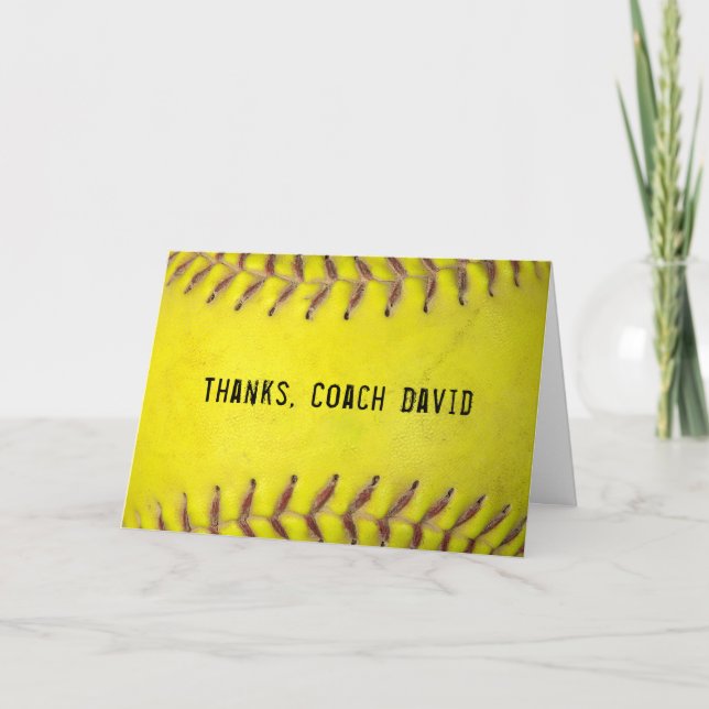 Yellow Softball Coach Vielen Dank Karte (Vorderseite)