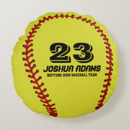 Yellow Softball Games Équipe de sport Coussins ron