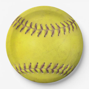 Yellow Softball Pappteller