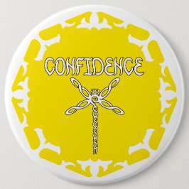 Yellow Solar Plexus Chakra Dragonfly White BG Button