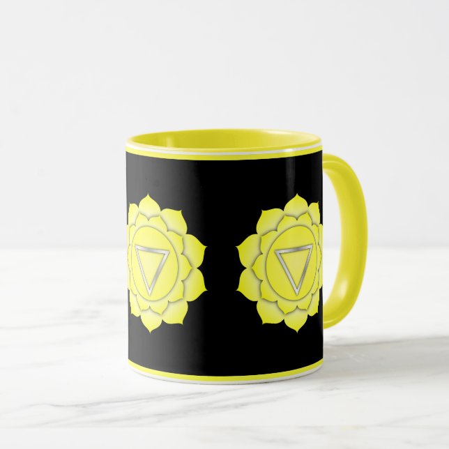 Yellow Solar Plexus Chakra Zen Yoga Namaste Tasse (VorderseiteRechts)