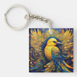 Yellow Songbird Drawstring Backpack Schlüsselanhänger
