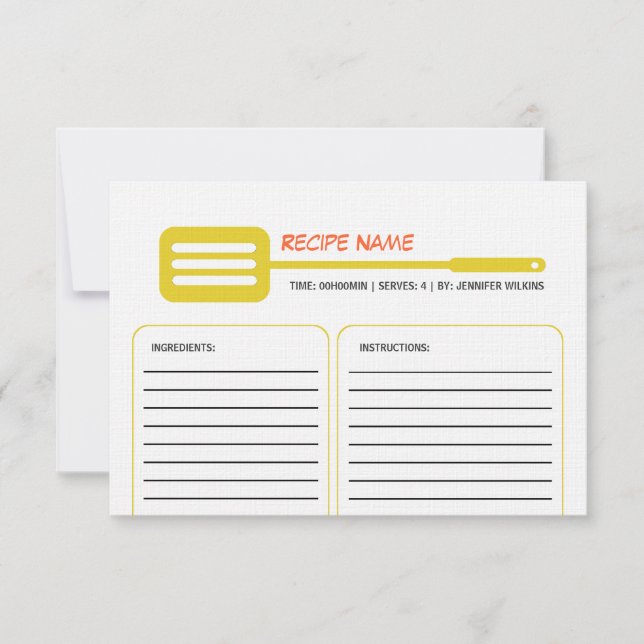 Yellow Spatula Rezept Card Einladung (Vorderseite)