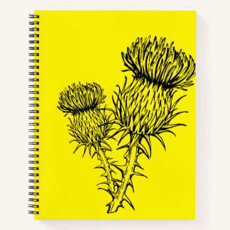 Yellow Spiral Notebook mit schottischem Thistle Notizbuch