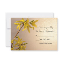 Yellow Spring Forsythia Wedding RSVP Response Card