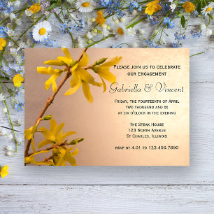 Yellow Spring Forsythias Blume Engagement Party Einladung