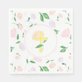 Yellow Spring Watercolor Floral Cross Serviette