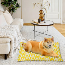 Yellow Squares Pattern Dog Bed