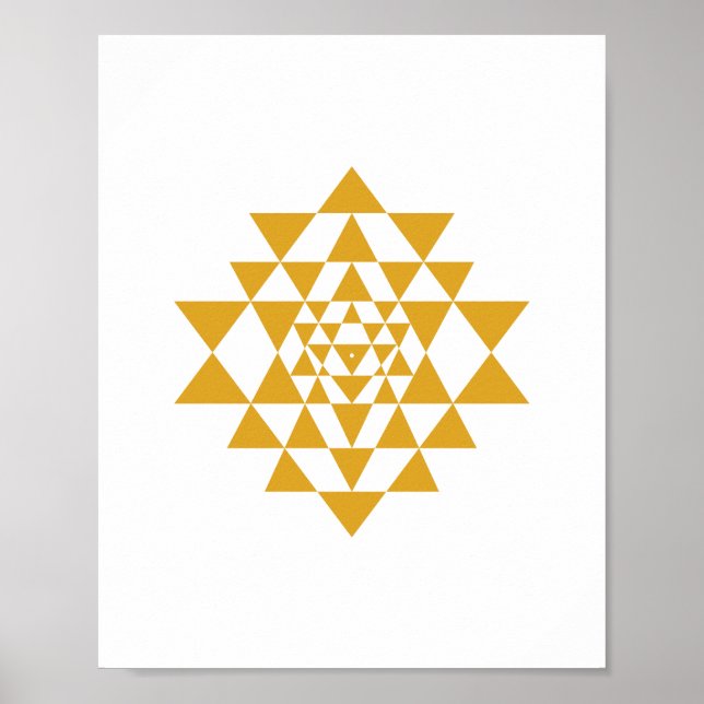 Yellow Sri Yantra Sacred Geometry Wall Art Poster (Vorne)