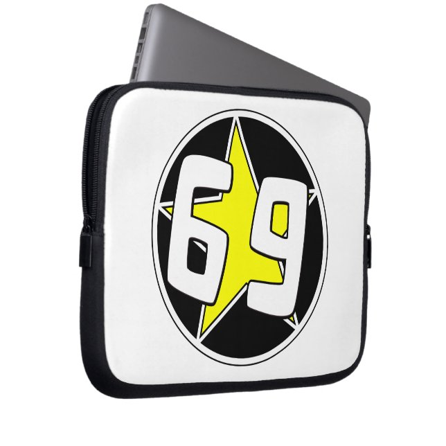 Yellow Star 69 Laptopschutzhülle (Vorne Rechts)