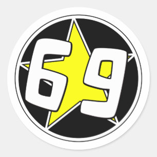 Yellow Star 69 Runder Aufkleber