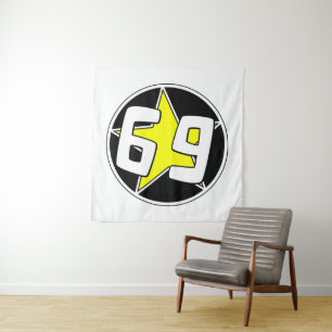 Yellow Star 69 Wandteppich
