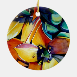 Yellow Star der Bethlehem Blume Aquarellkunst Keramikornament