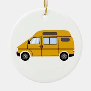 Yellow Stealth Camper Van High Top Mobile Freedom Keramik Ornament