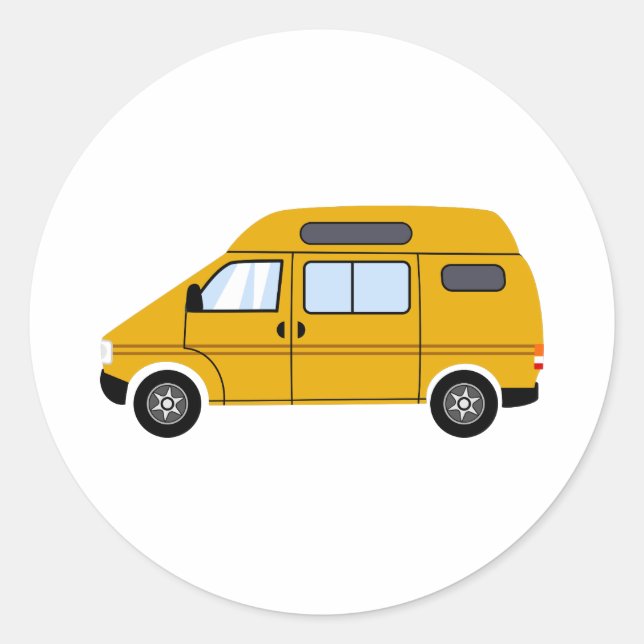 Yellow Stealth Camper Van High Top Mobile Freedom Runder Aufkleber (Vorderseite)