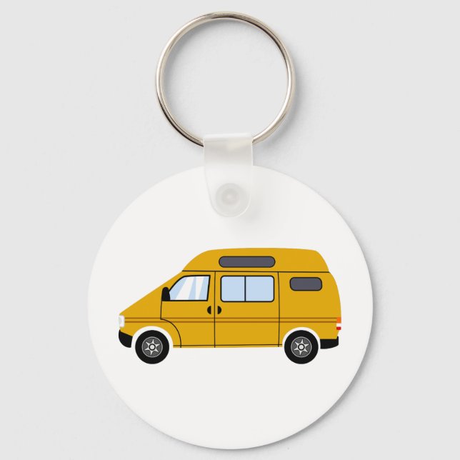 Yellow Stealth Camper Van Top Mobile Freiheit Schlüsselanhänger (Vorderseite)