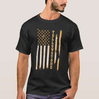 Yellow Stone Classic Fit Black  with Flag Design C T-Shirt