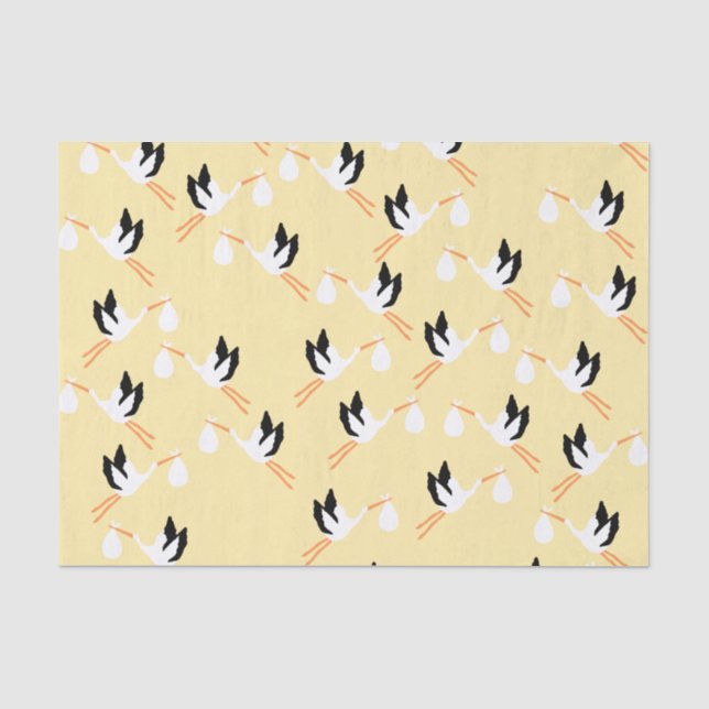 Yellow Stork Babydusche Seidenpapier (Vorderseite)