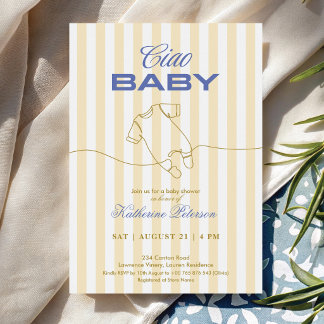Yellow stripe elegant baby shower einladung