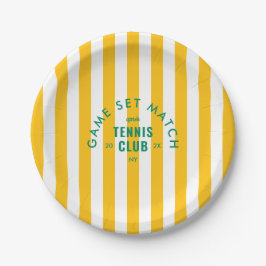 Yellow Stripe Game Set Match Après Tennis Club Pappteller