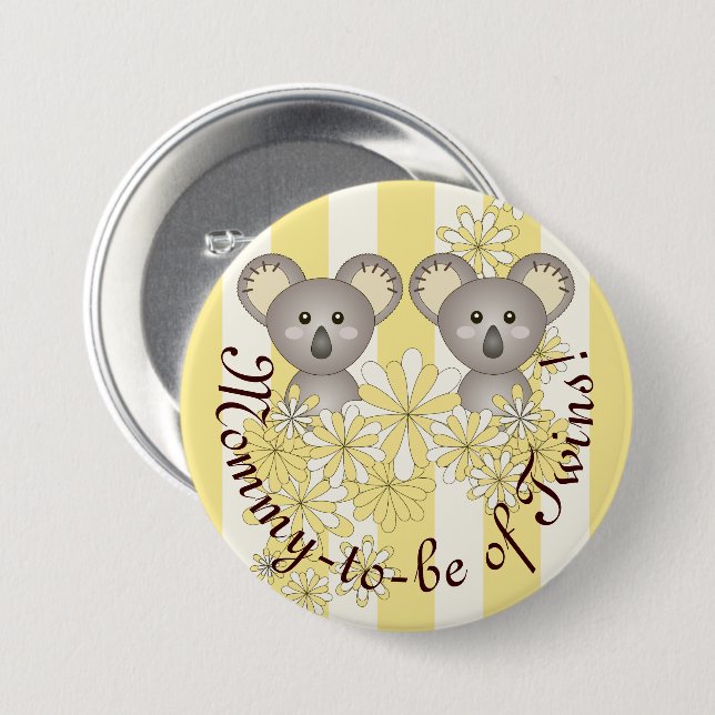 Yellow Stripe Niedlich Baby Koalas Mama-to-be von  Button (Vorne & Hinten)