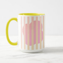 Yellow Stripe Simple Two-Tone Mug with Pink Floral