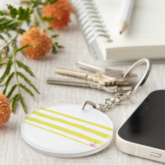 Yellow stripes and a pink crown Acrylic Keychain Schlüsselanhänger