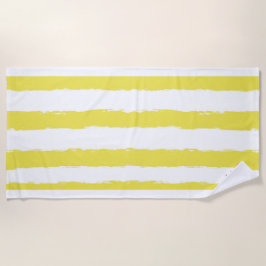 Yellow stripes and a pink crown Beach Towel Strandtuch