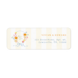 Yellow Stripes Crest Spring Wedding Return Address