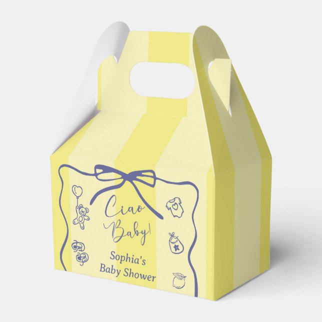 Yellow Stripes Italian Themed Ciao Baby Geschenkschachtel (Rückseite)