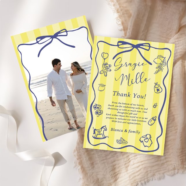 Yellow Stripes Italian Themed Ciao Baby Shower Einladung (Von Creator hochgeladen)