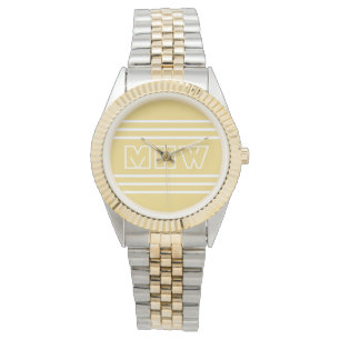 Yellow Stripes montres monogrammes personnalisées